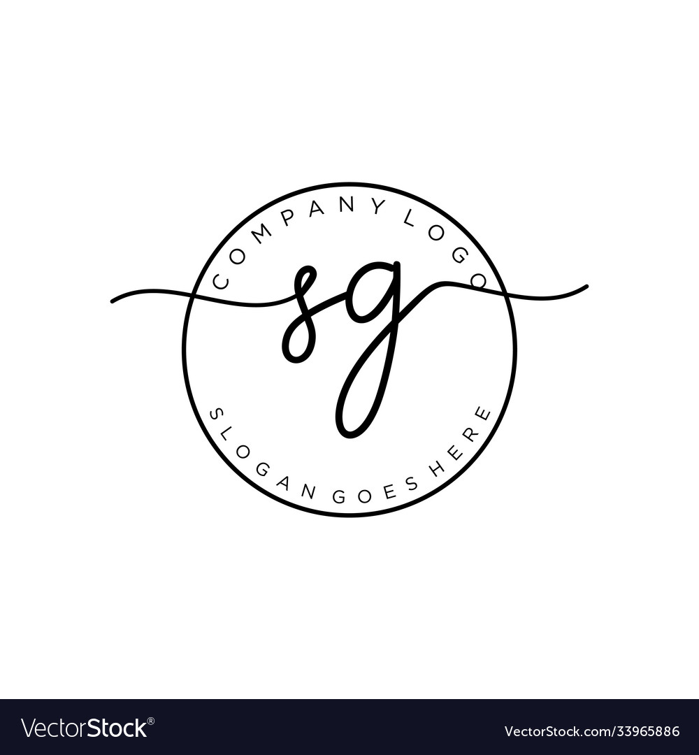 Initial sg handwriting logo with circle template Vector Image