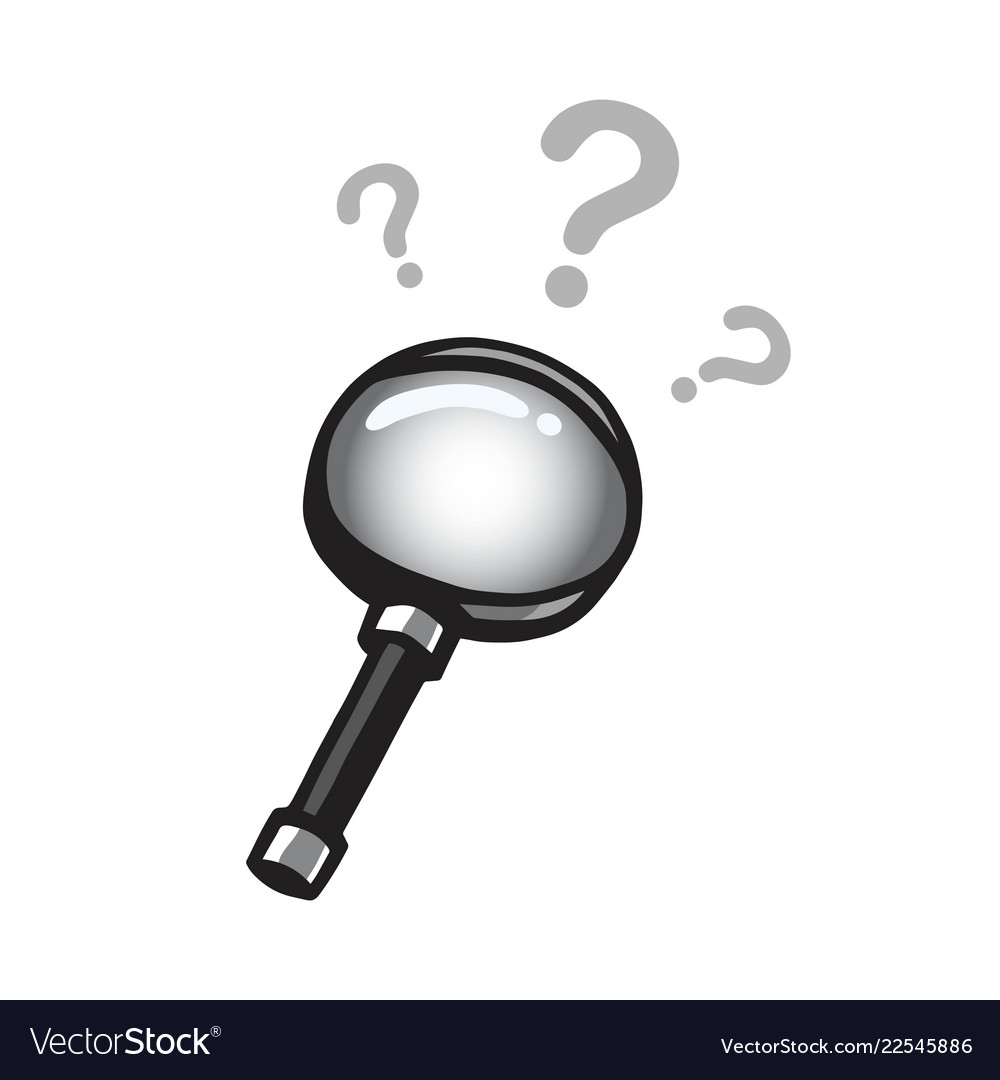 Magnifying Glass Drawing With Question Marks Vector Image 0443