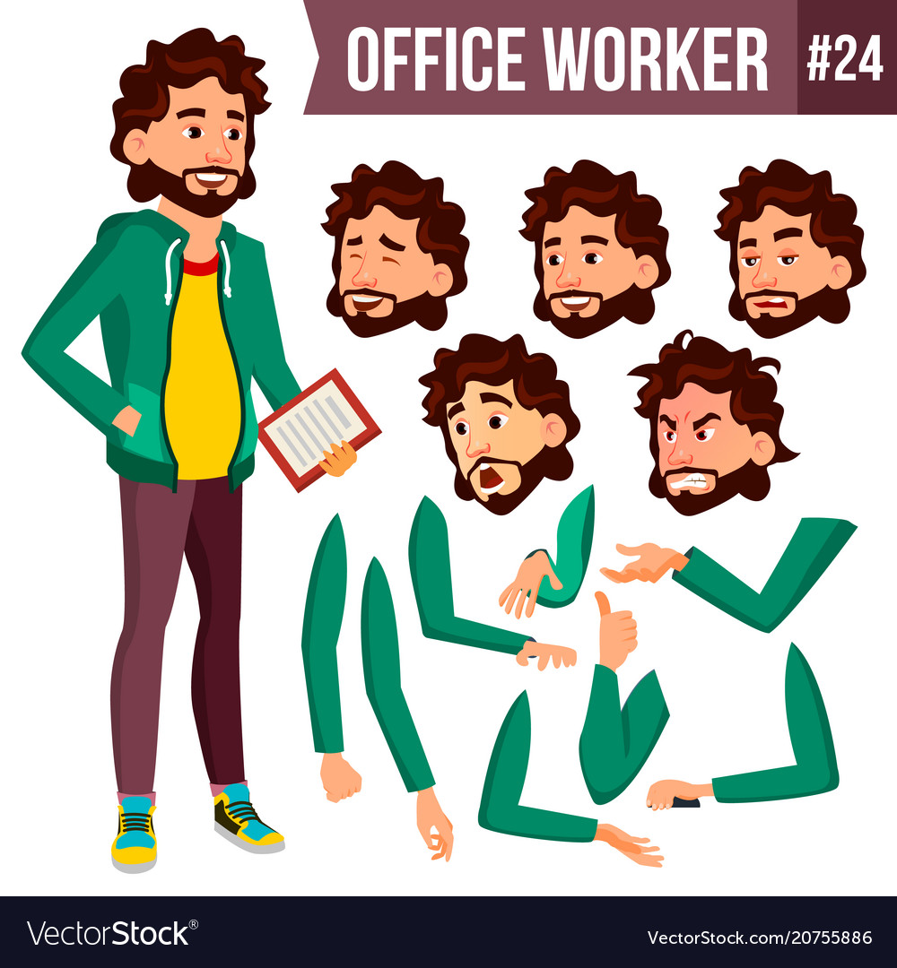 Office worker animation creation set vector image Office worker animation creation set