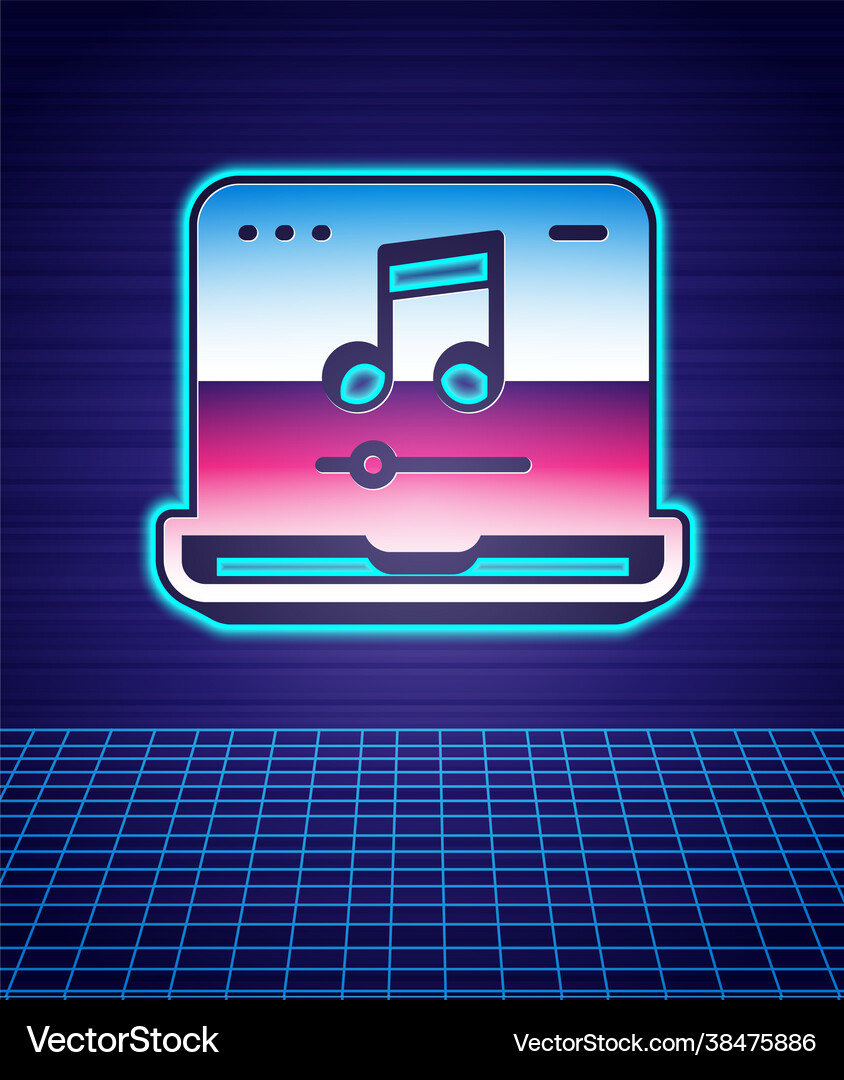 Retro style laptop with music note symbol Vector Image