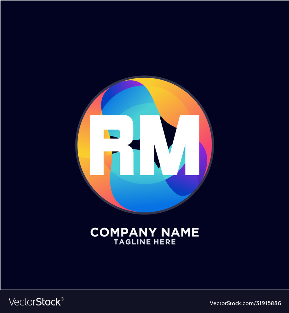Rm initial logo with colorful circle template Vector Image Rm initial logo with colorful circle template