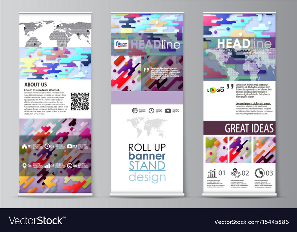 Roll Up Banner Stands Flat Design Templates Vector Image