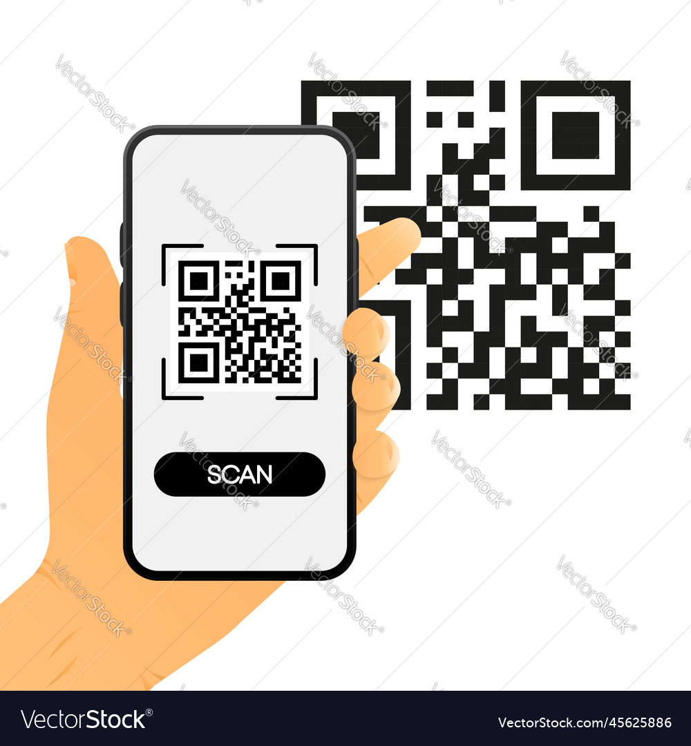 Scan Qr Code On Mobile Phone Electronic Digital Vector Image 9784