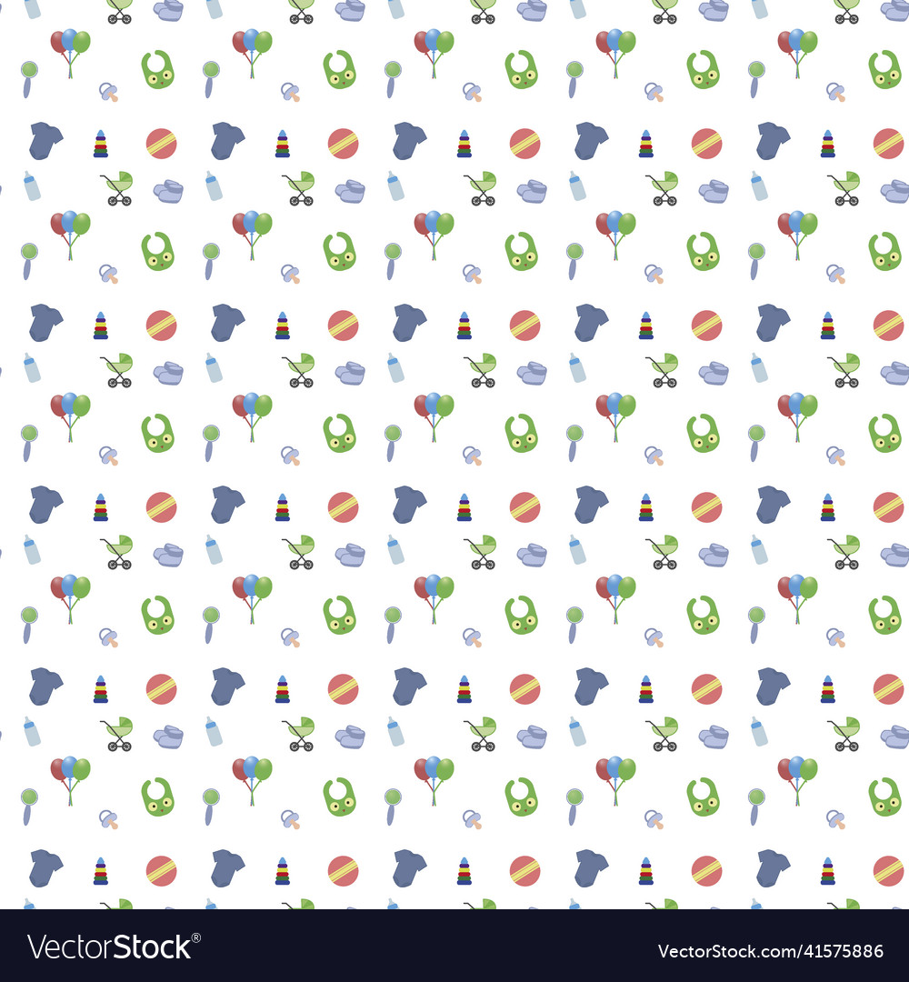 Seamless pattern with baby attributes