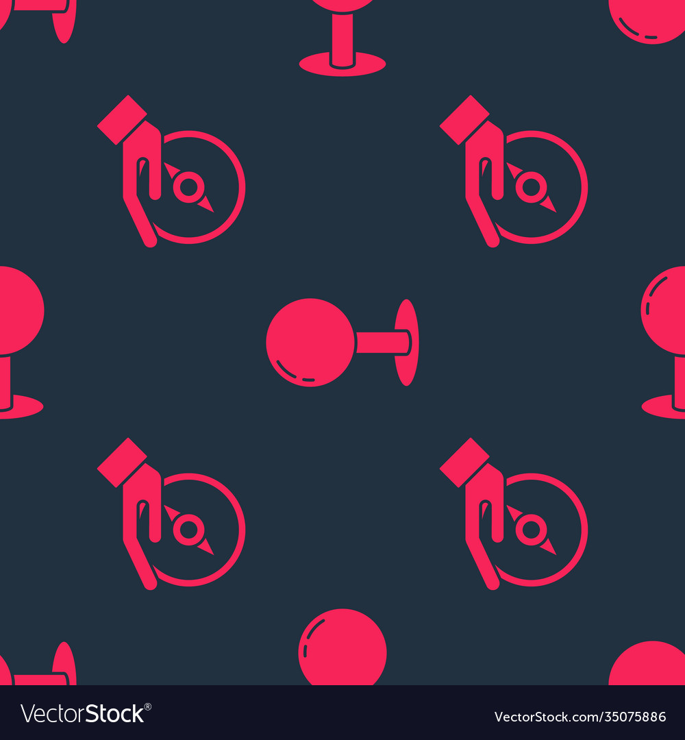 Set compass and push pin on seamless pattern vector image Set compass and push pin on seamless pattern
