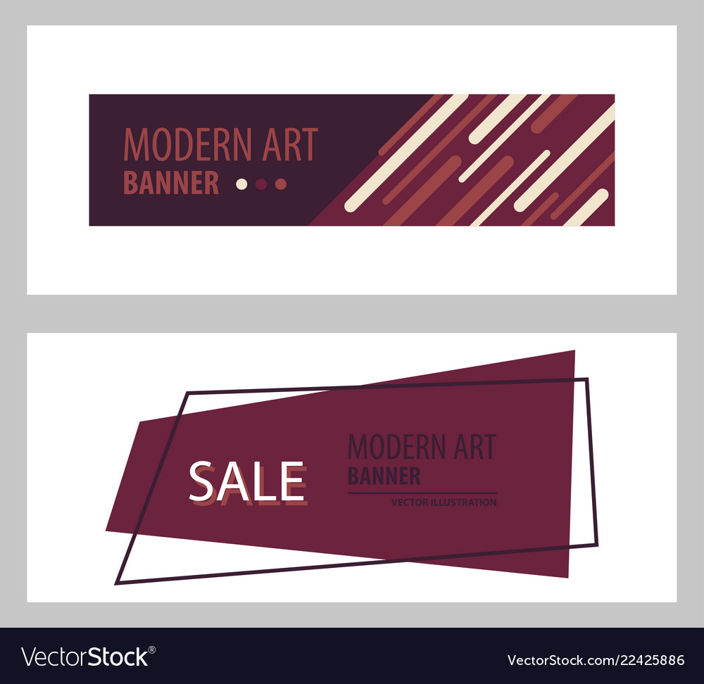 Set of flat linear promotion ribbon banner scroll