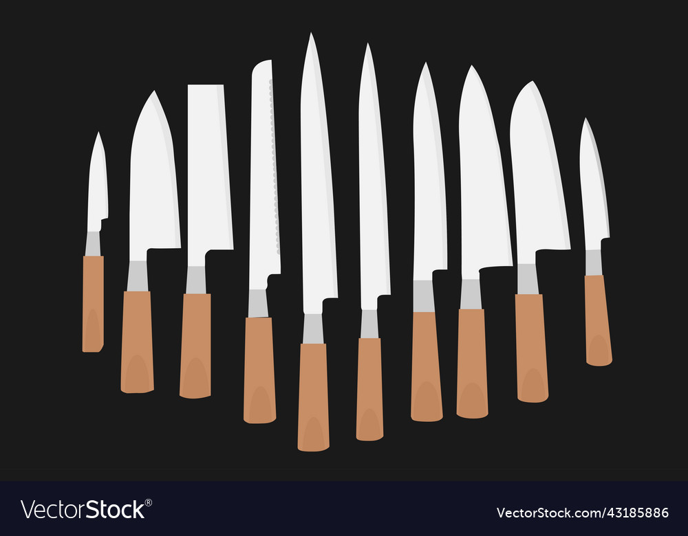 Set Of Kitchen Knifes Royalty Free Vector Image