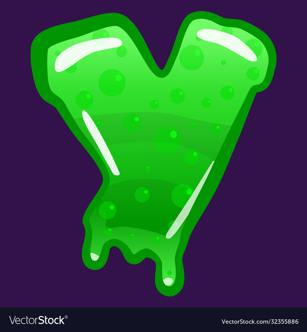 Slime font type letter y latin alphabet green Vector Image