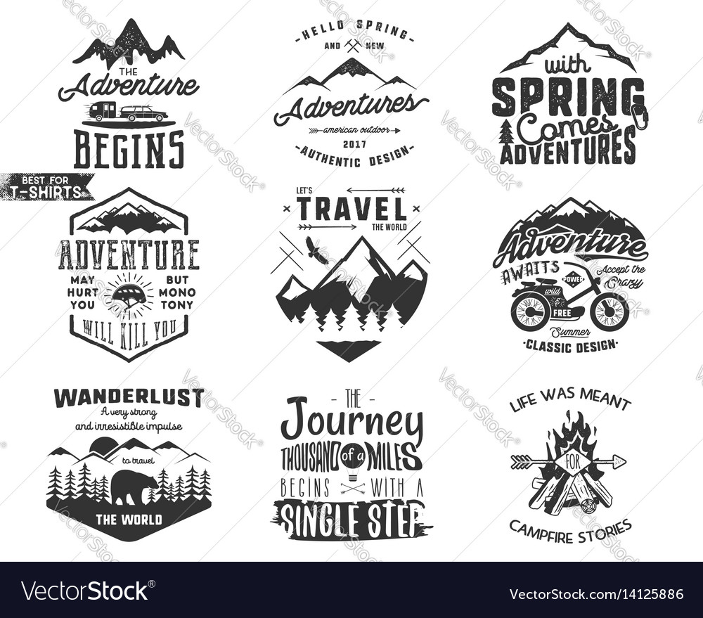 Spring adventure and mountain explorer typography Vector Image