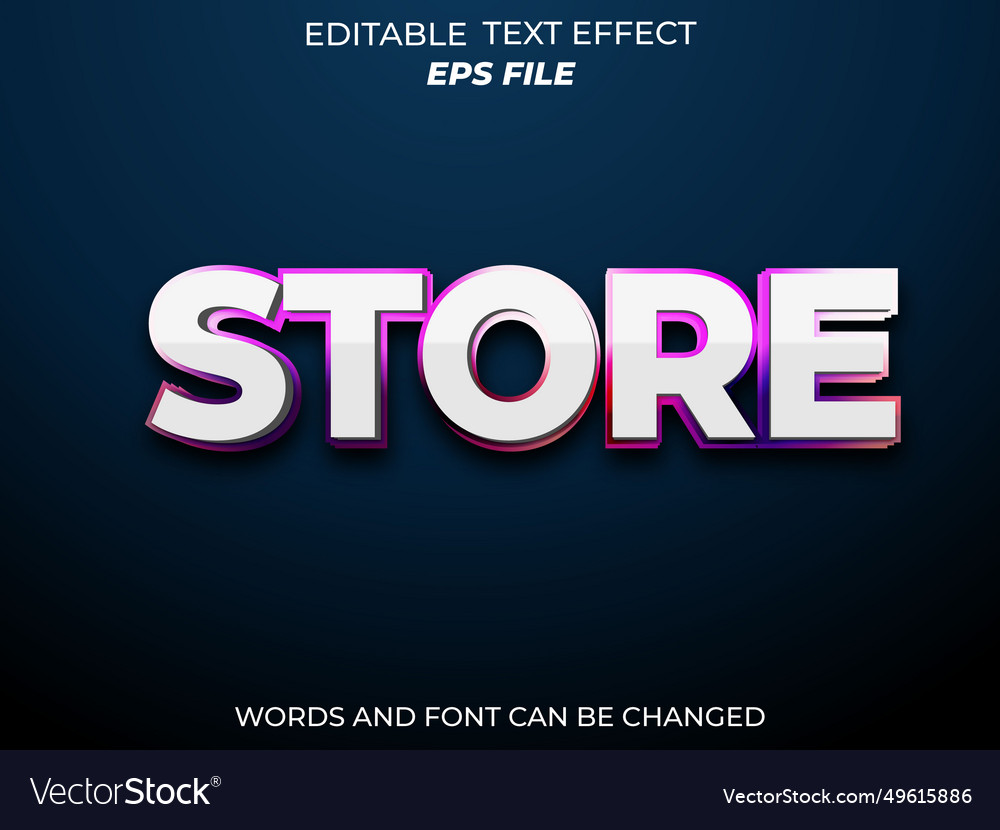 Store text effect font editable typography 3d