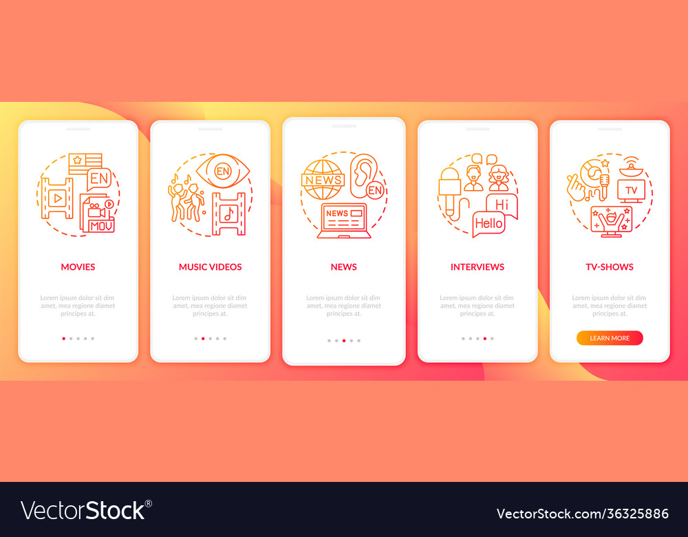 Video for language studying onboarding mobile app vector image Video for language studying onboarding mobile app