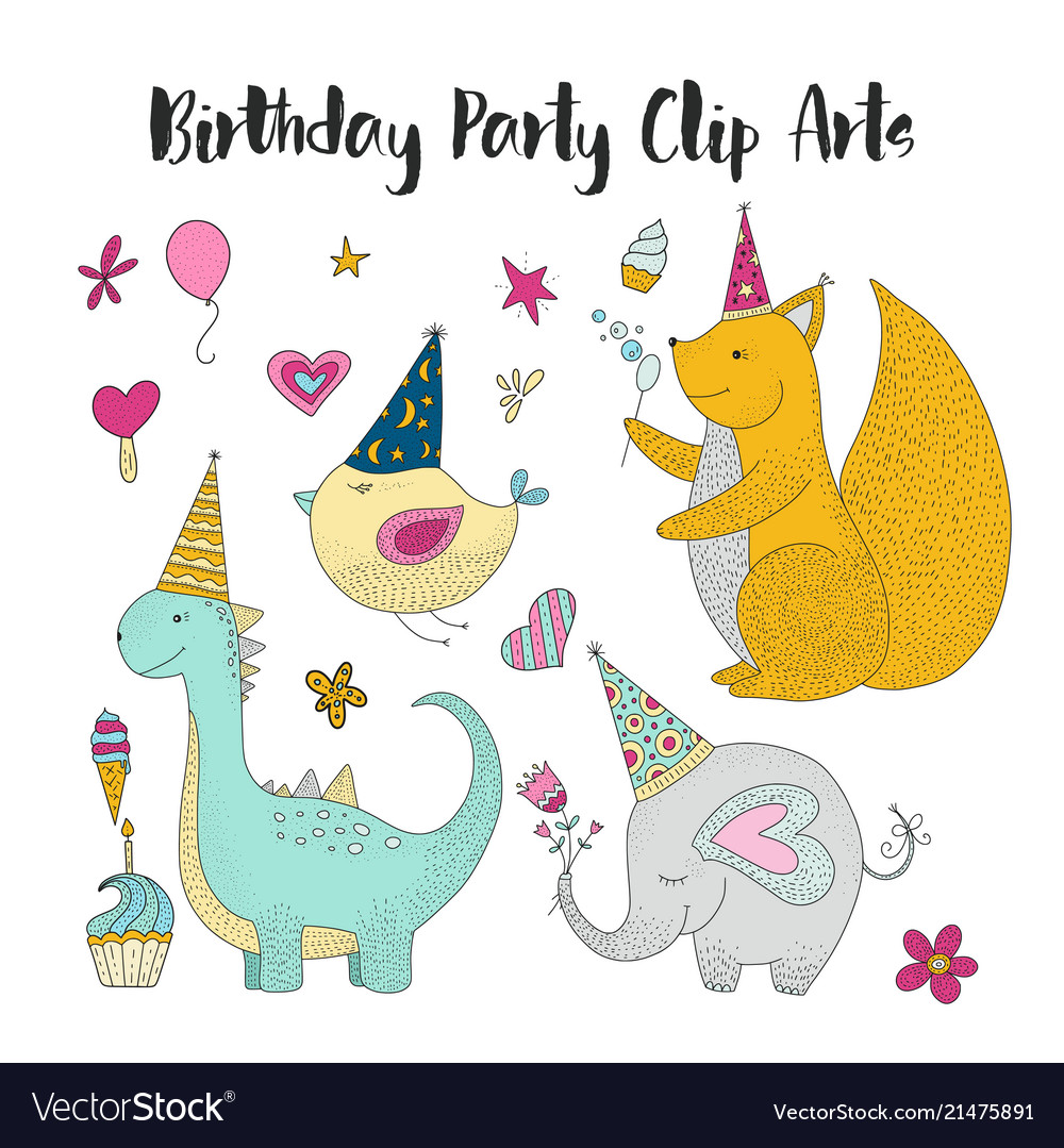 Birthday party clip arts Royalty Free Vector Image