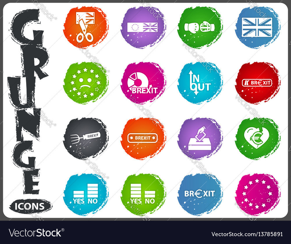 Brexit-Symbol Set für Web im Grunge-Stil