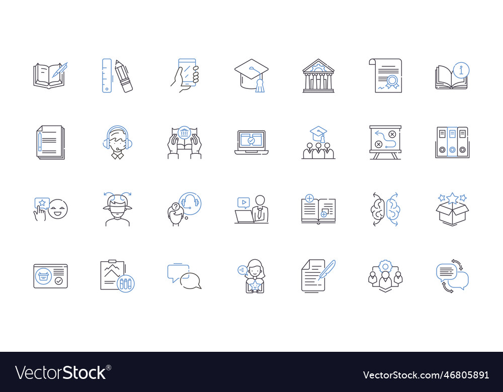 Comprehension enhancement line icons collection vector image Comprehension enhancement line icons collection