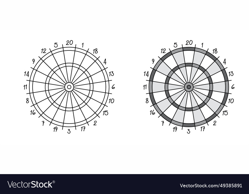 Dart board game dartboard and darts vector image Dart board game dartboard and darts