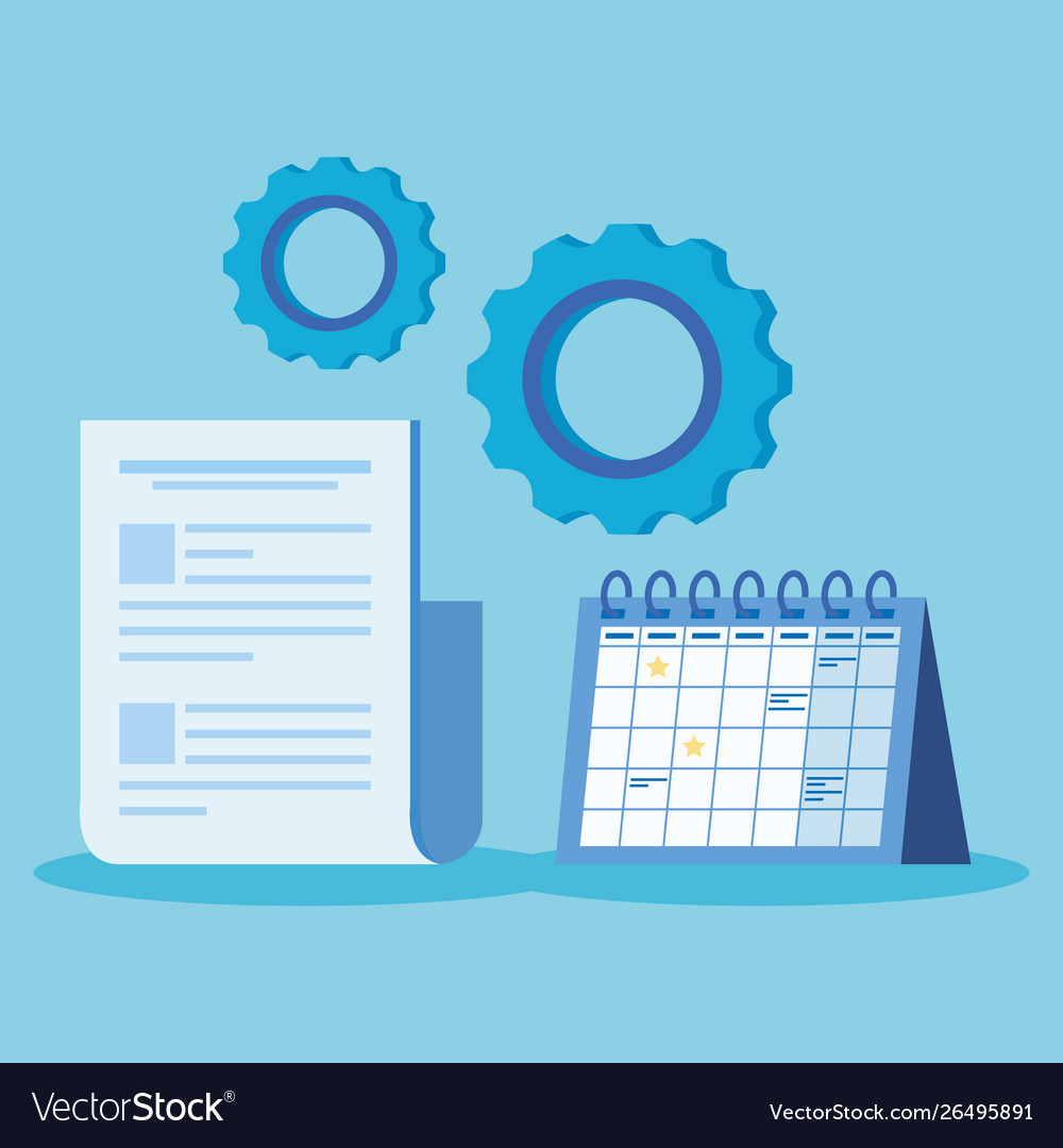 Document information with calendar and gears vector image Document information with calendar and gears