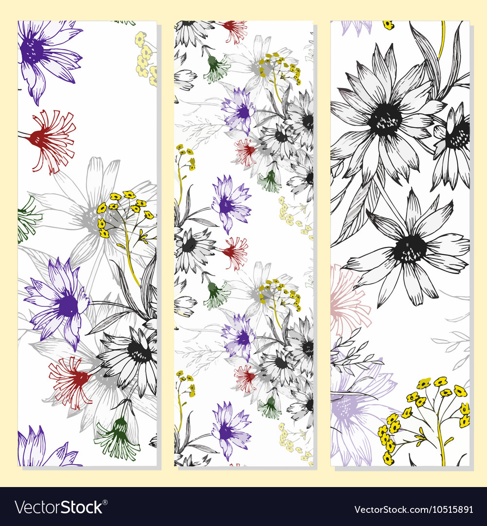 Floral cards on yellow background