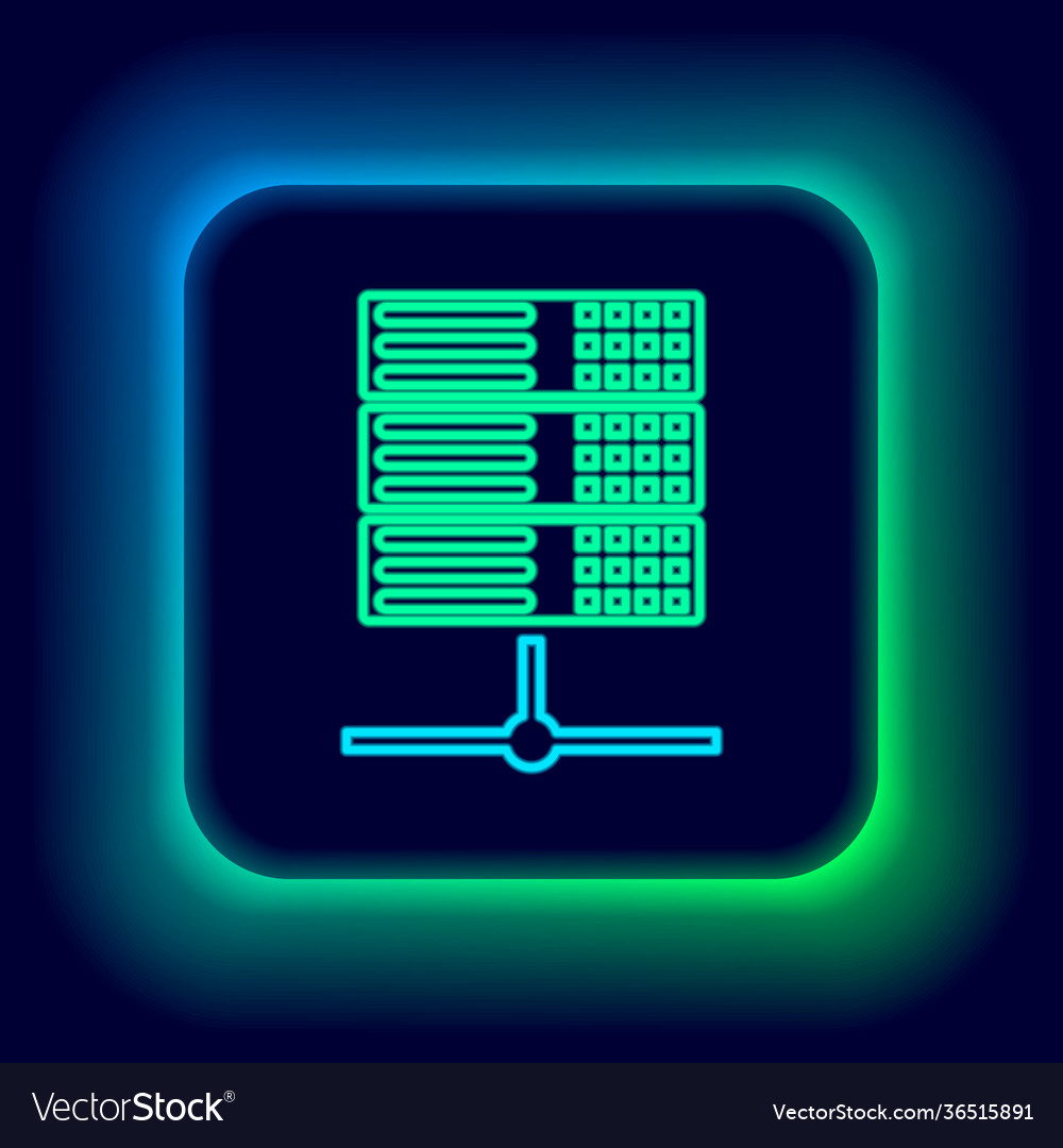 Glowing neon line server data web hosting icon Vector Image Glowing neon line server data web hosting icon