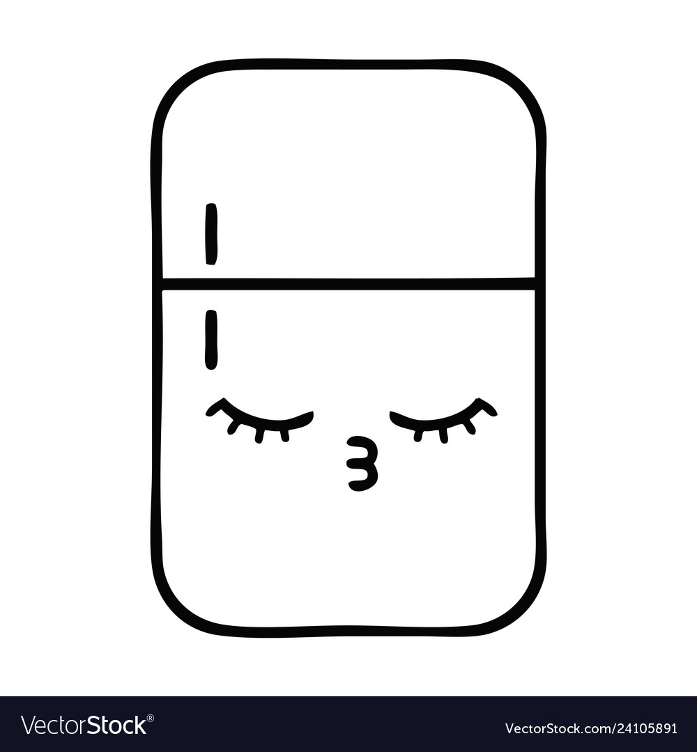 Line drawing cartoon fridge freezer Royalty Free Vector Line drawing cartoon fridge freezer Royalty Free Vector