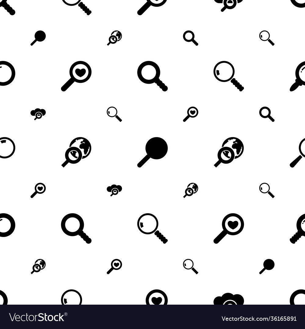 Magnifying icons pattern seamless white background