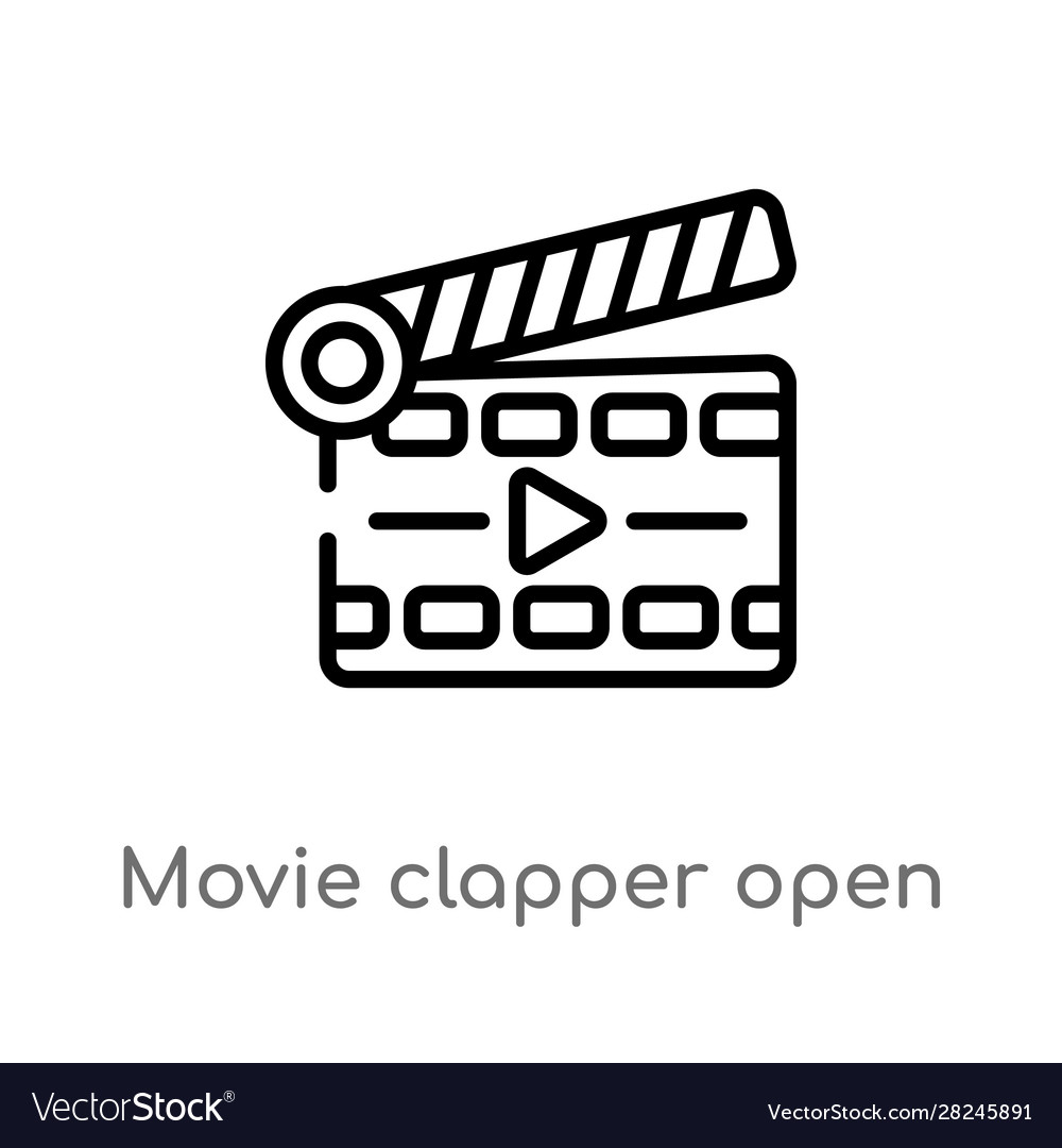 Outline movie clapper open icon isolated black