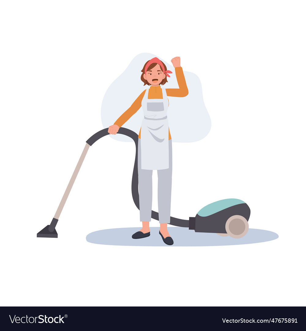 Professional cleaner confident lady working