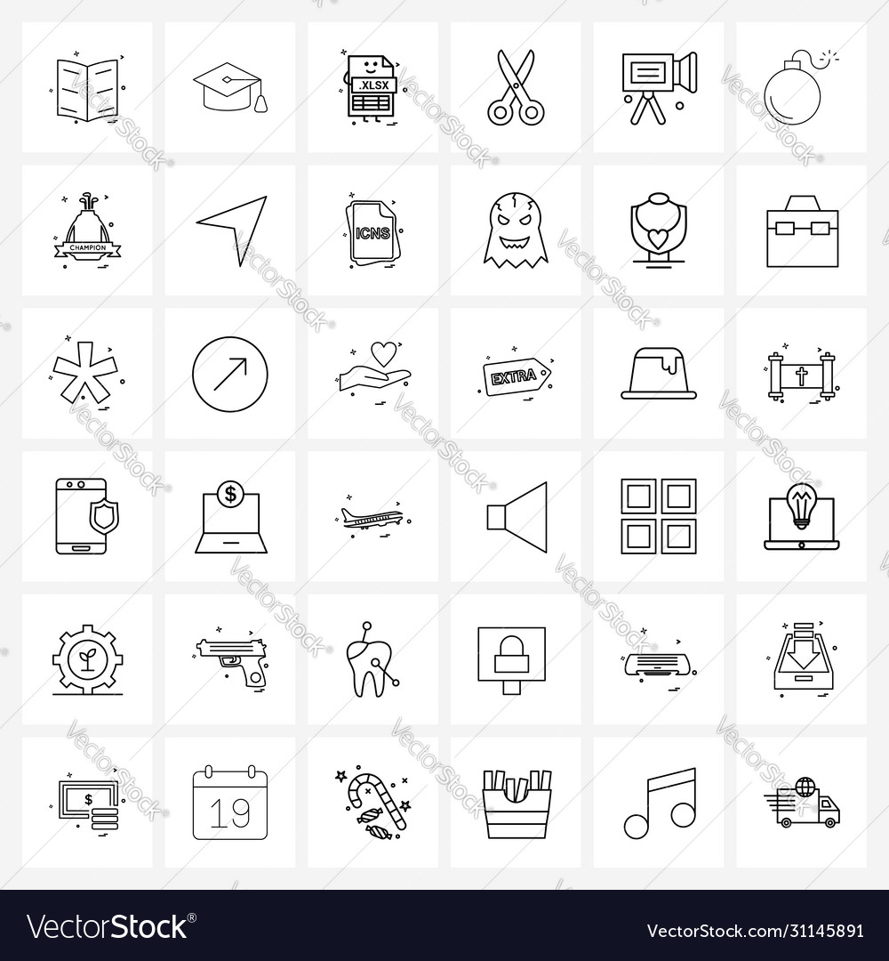Set 36 simple line icons camera cutter file