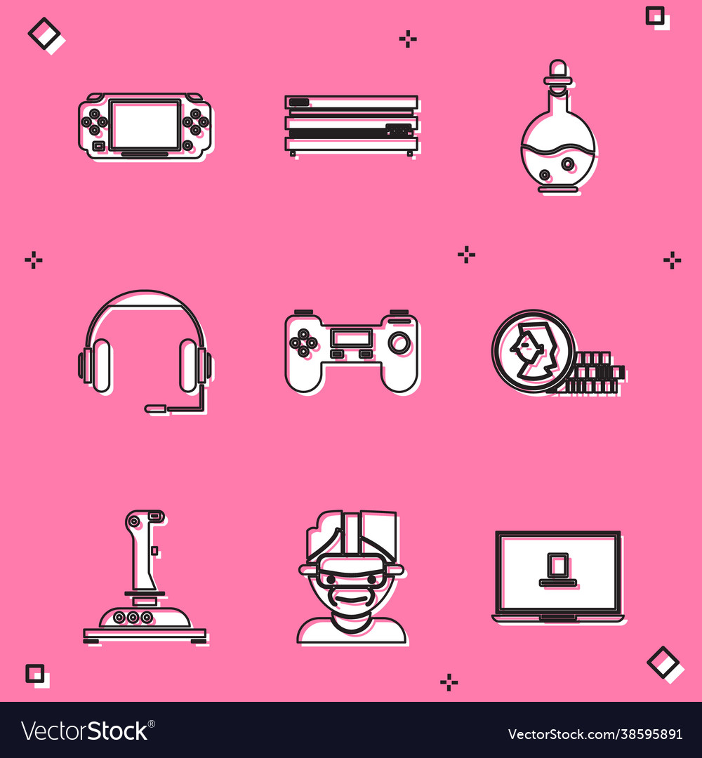Set portable video game console bottle Vector Image Set portable video game console bottle