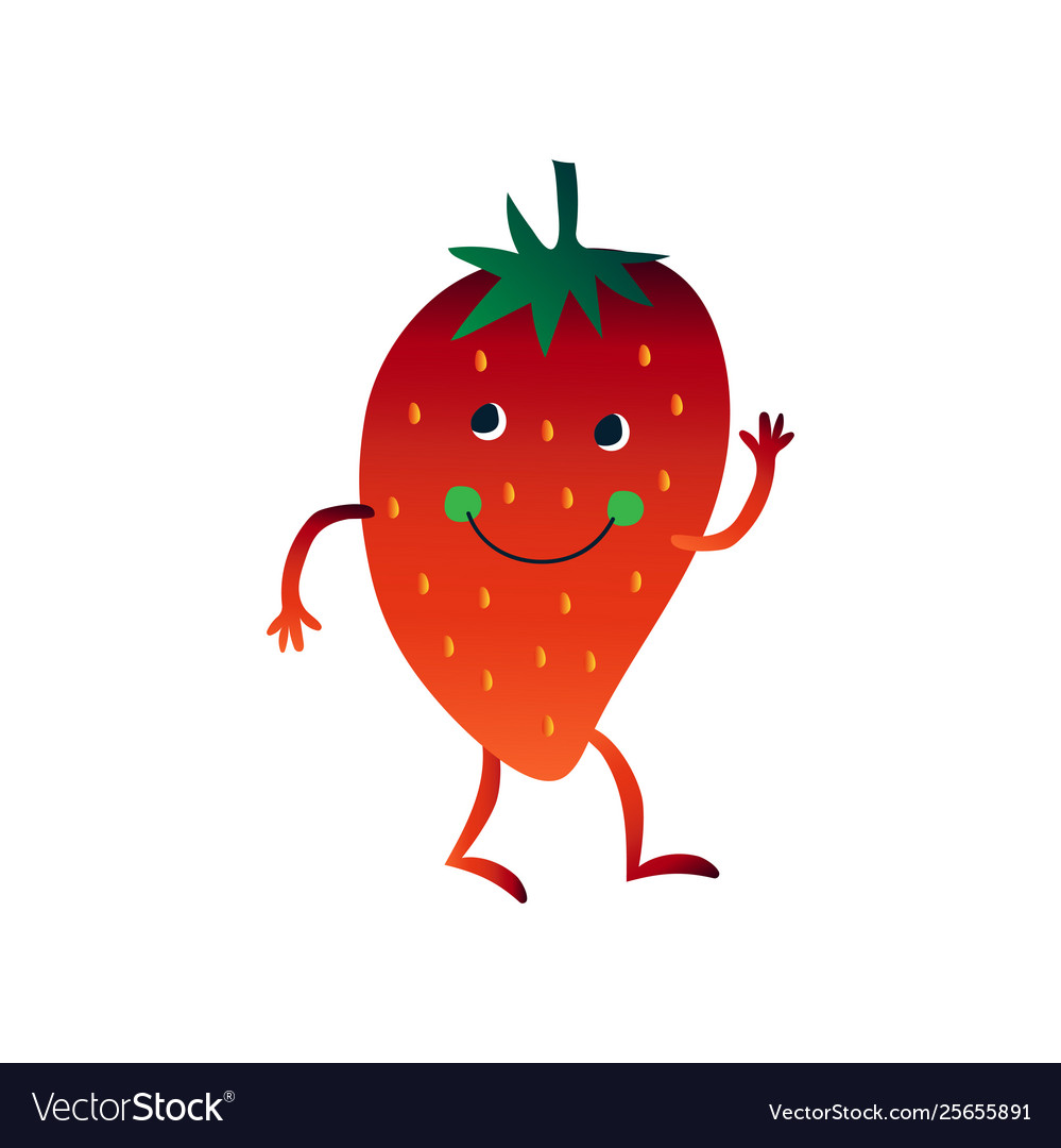 Smiling Strawberry Character