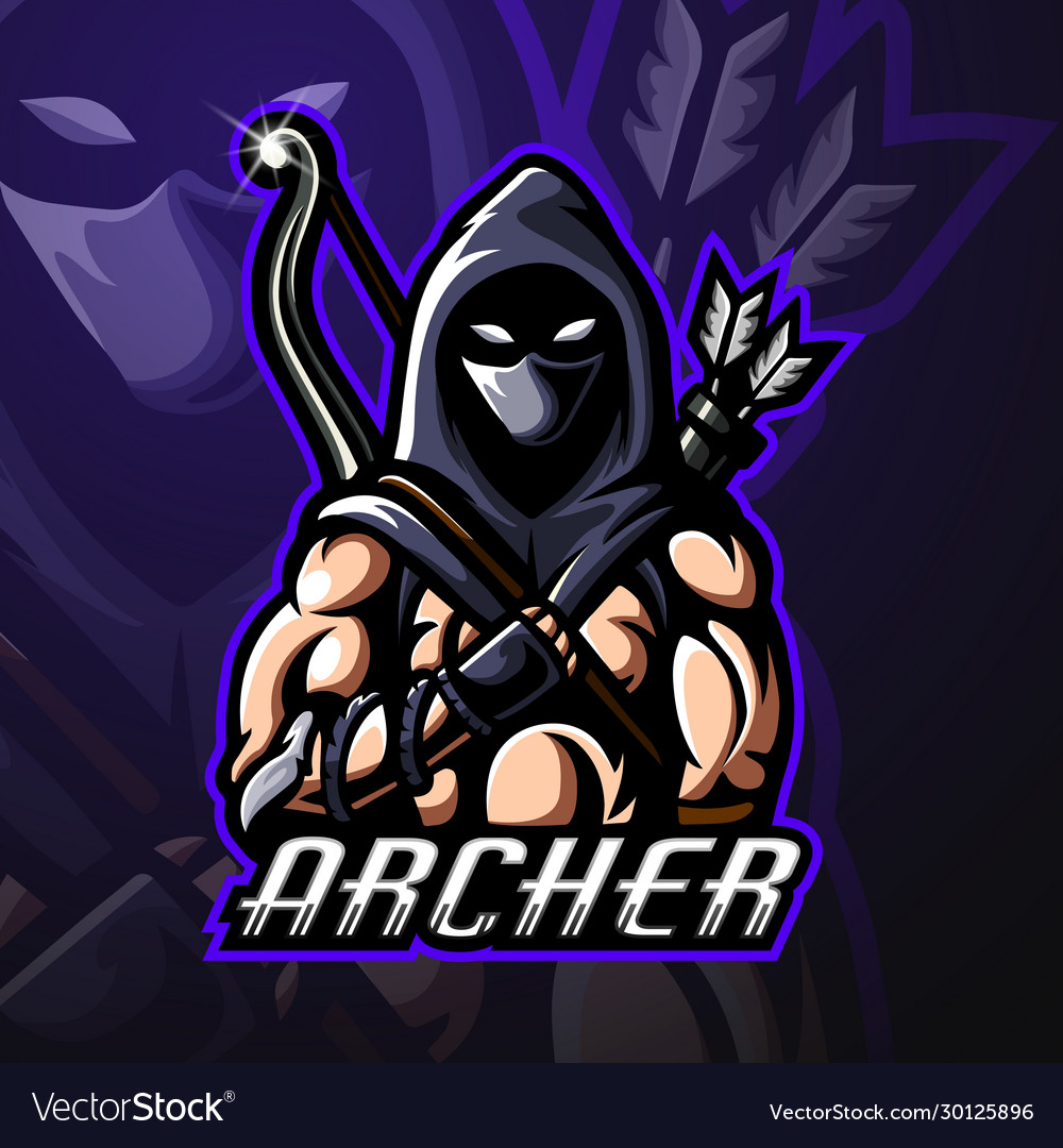 Archer mascot sport esport logo design Royalty Free Vector