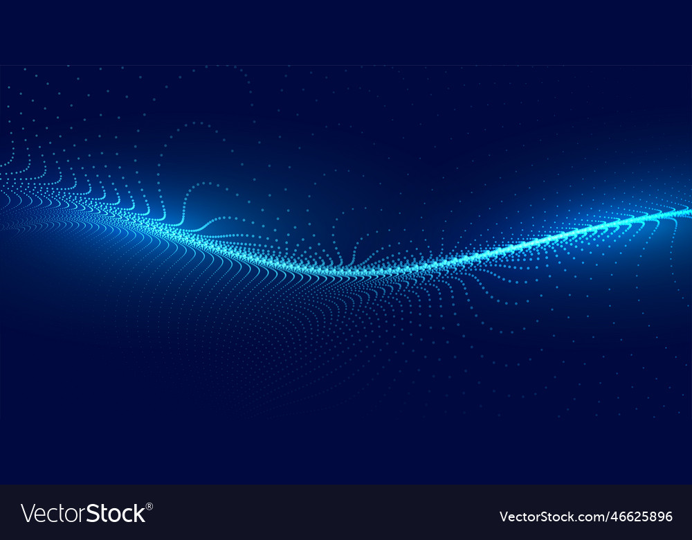 Blue techno particle wave light background