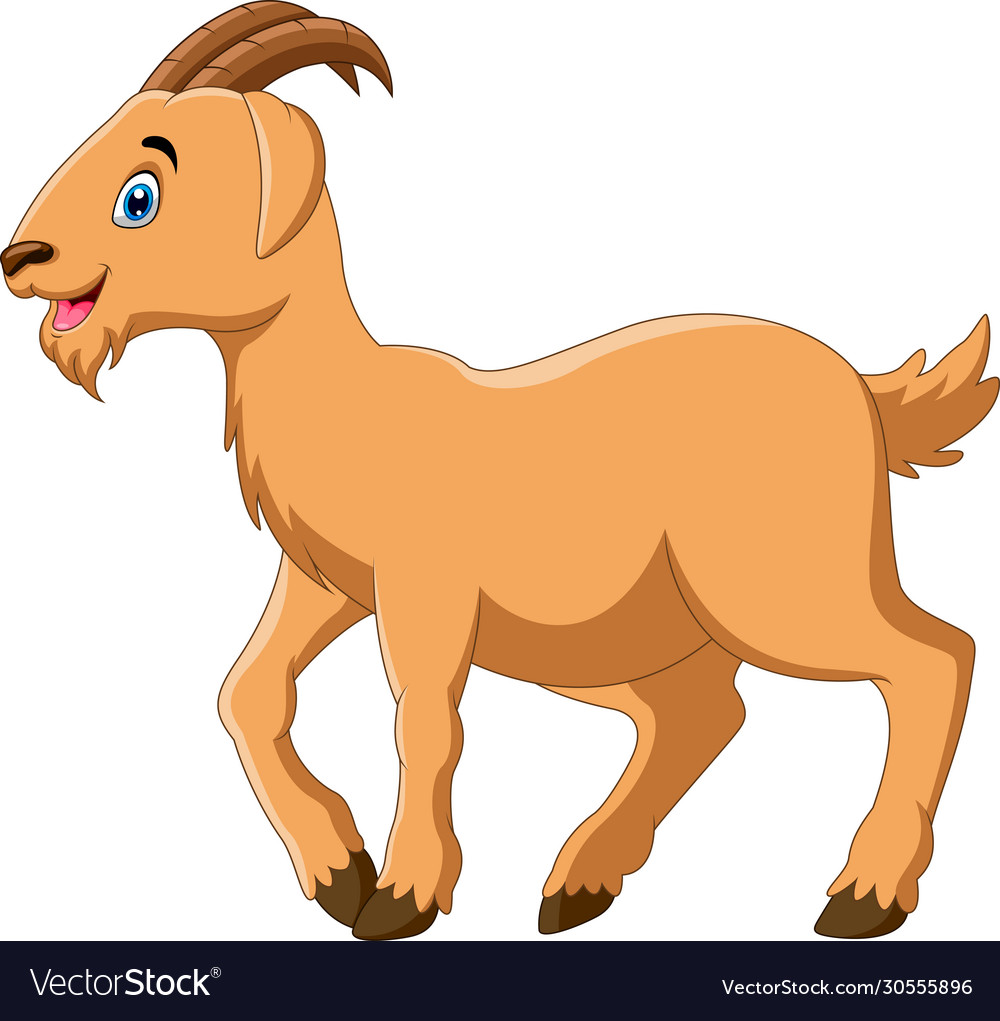 Cute cartoon goat happy stand Royalty Free Vector Image