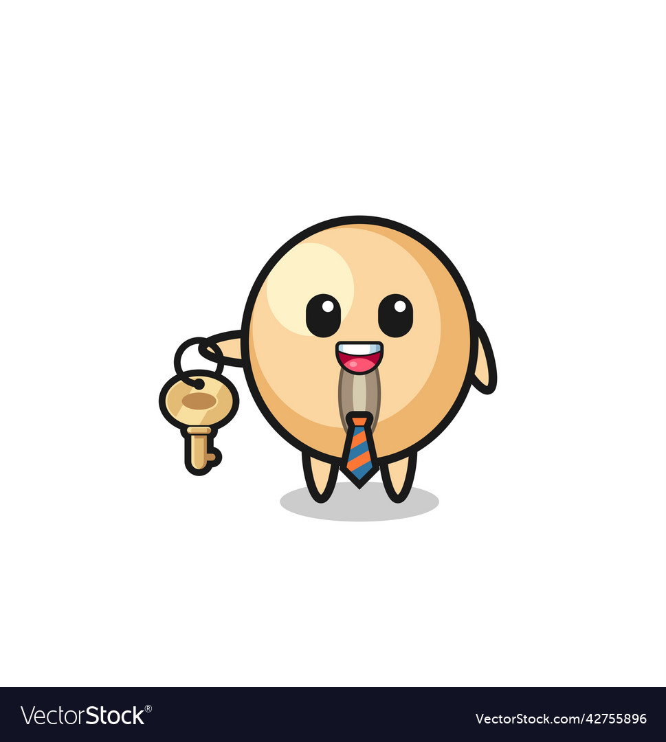 Cute soy bean as a real estate agent mascot