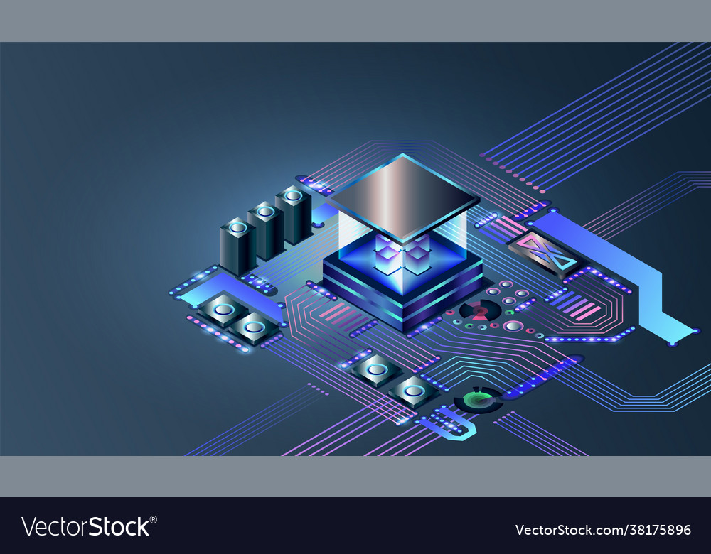 Electronic cpu digital chip abstract computer vector image Electronic cpu digital chip abstract computer