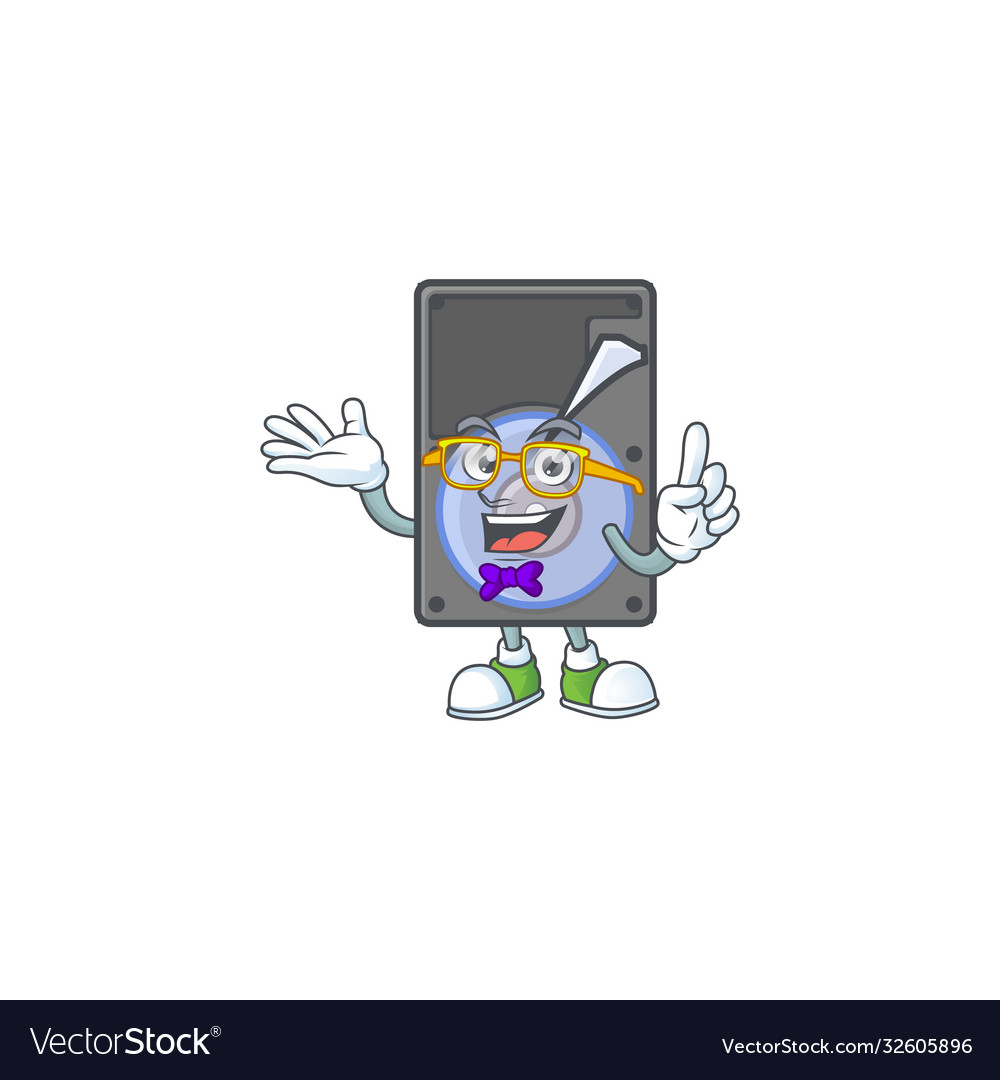 Geek character hard disk mascot design vector image Geek character hard disk mascot design