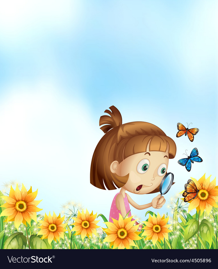 Girl and butterflies Royalty Free Vector Image