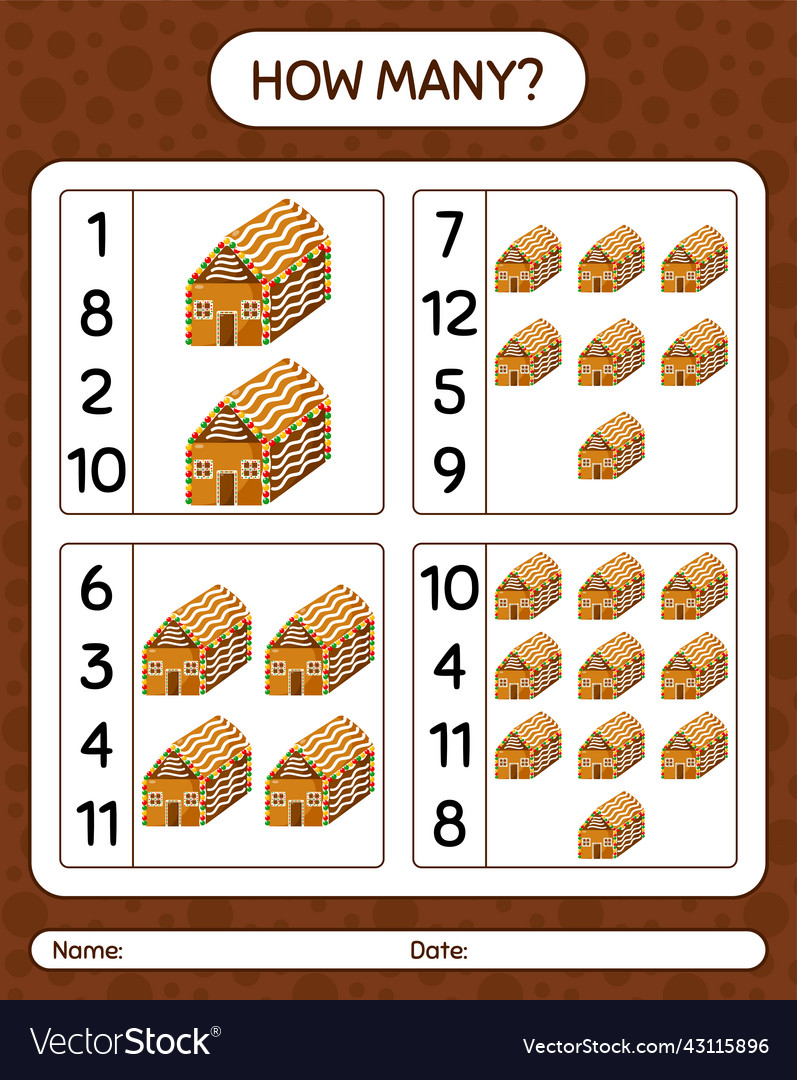 How many counting game with gingerbread cookie Vector Image How many counting game with gingerbread cookie