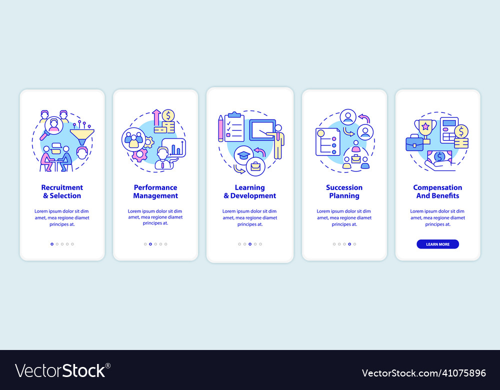 Hr management basics onboarding mobile app screen