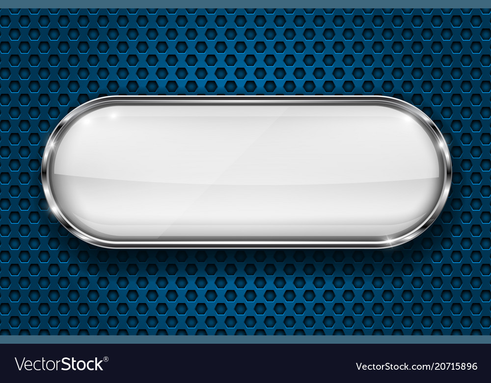 Oval white button with chrome frame 3d icon on Vector Image