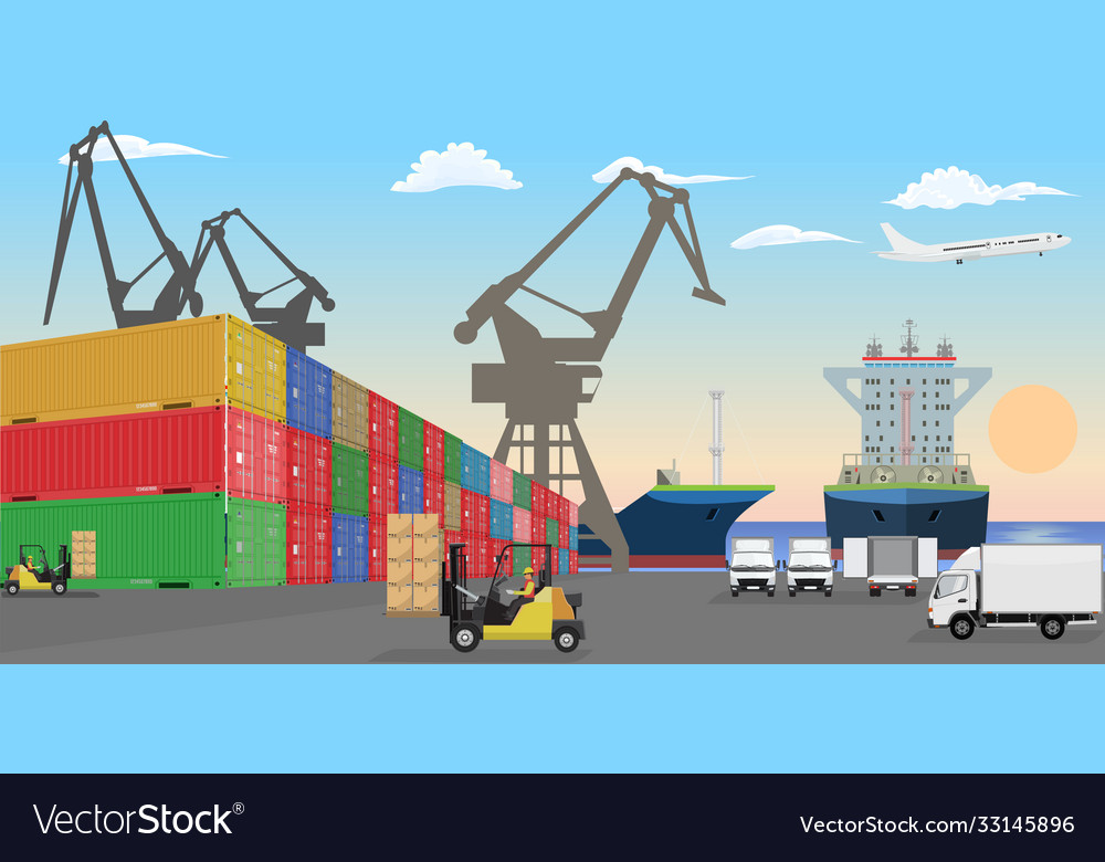 Port Dock with Stacked Containers