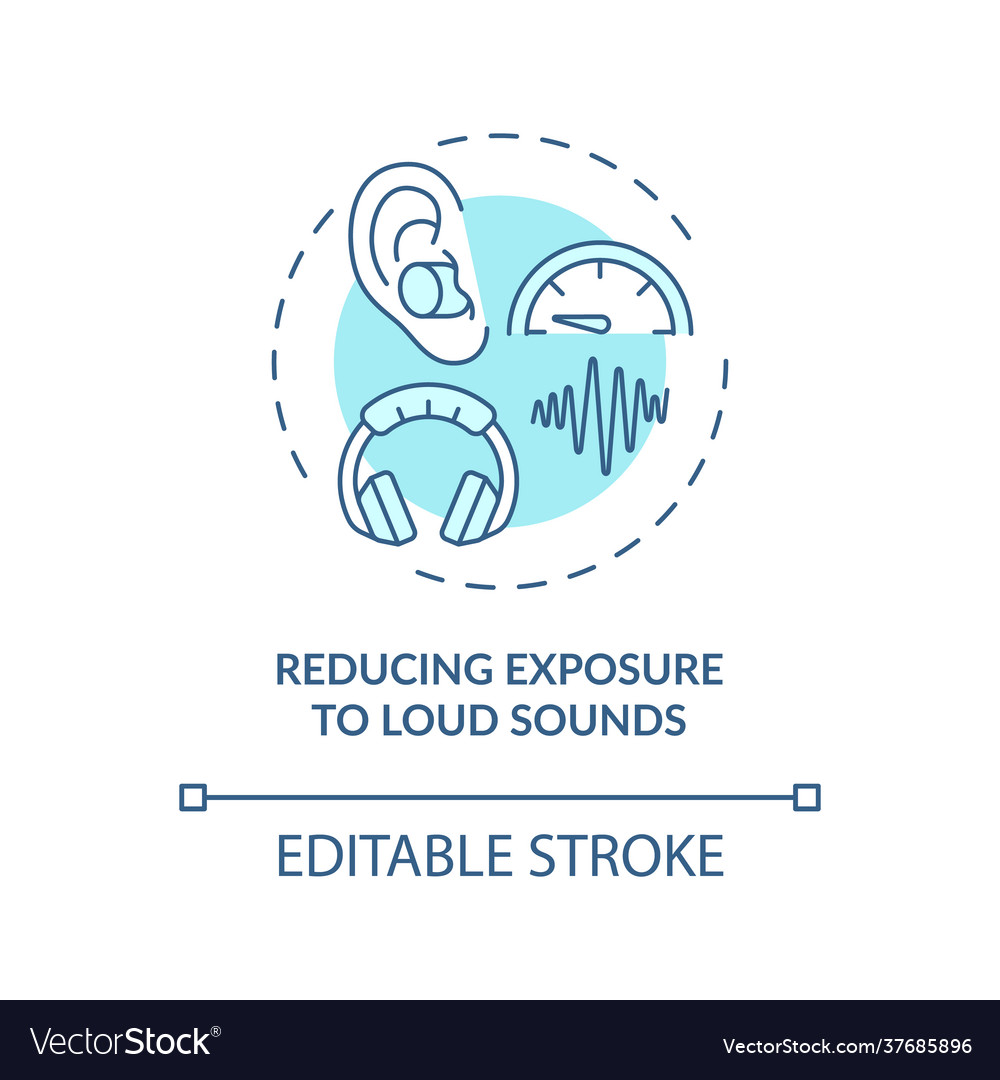 Reducing exposure to loud sounds concept icon Vector Image