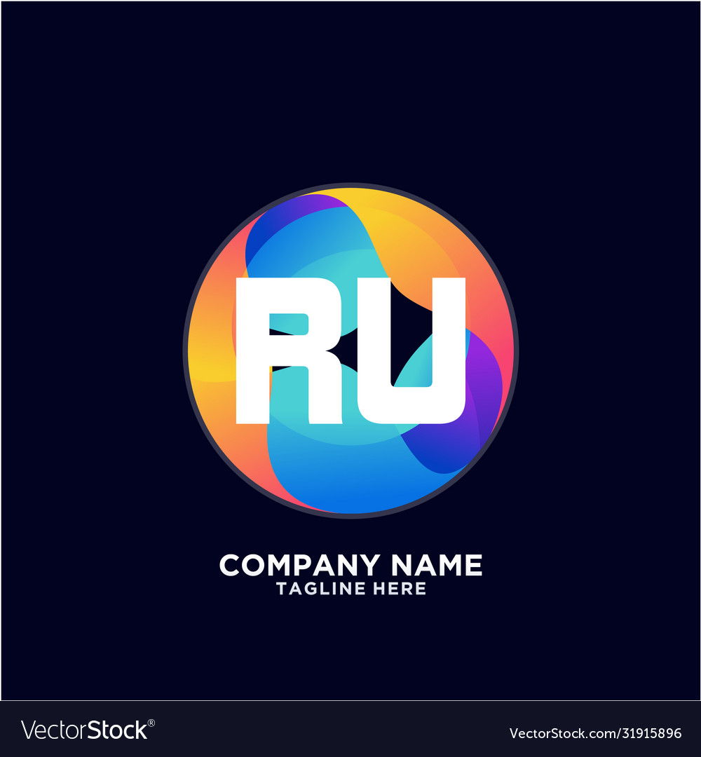 Ru initial logo with colorful circle template
