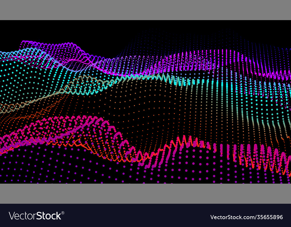 Sea waves from node hud data dots flow research Vector Image Sea waves from node hud data dots flow research