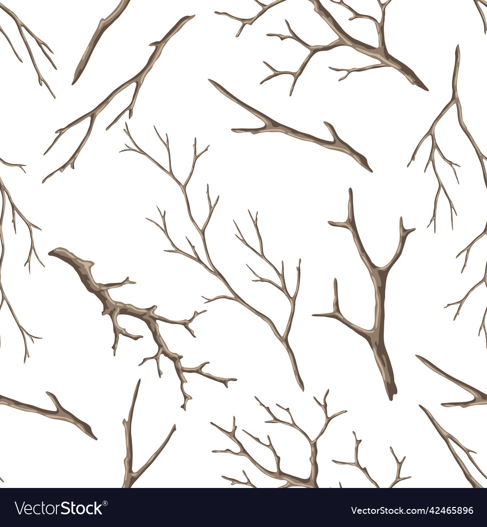 Seamless pattern with dry bare branches vector image Seamless pattern with dry bare branches