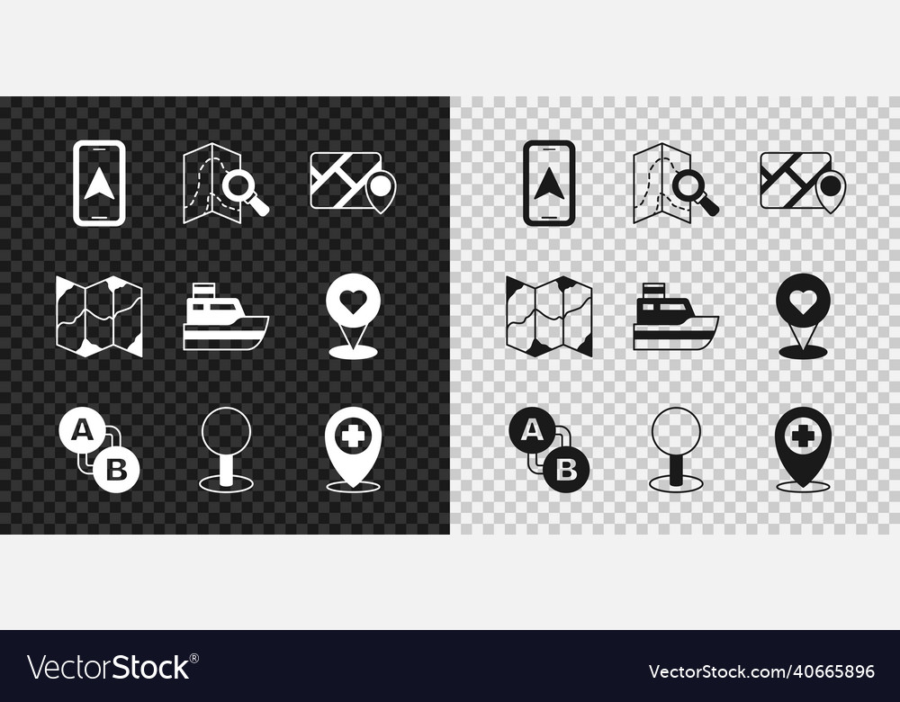 Set city map navigation search location vector image Set city map navigation search location
