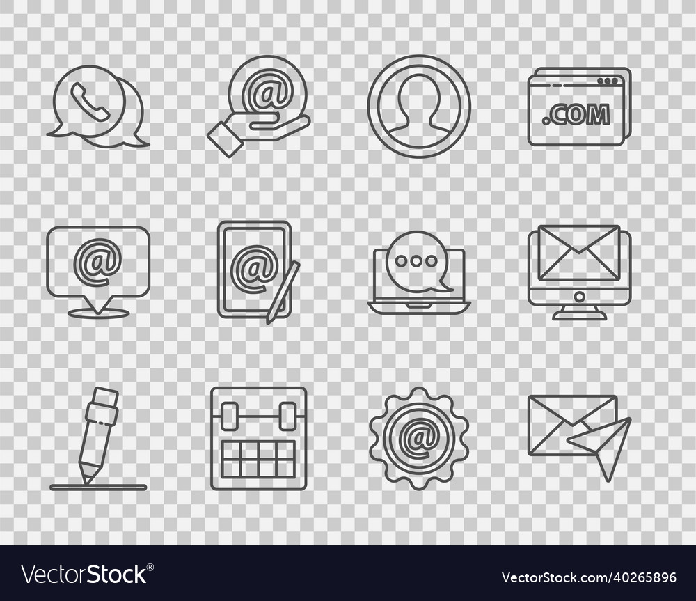 Set line pencil with eraser envelope create vector image Set line pencil with eraser envelope create
