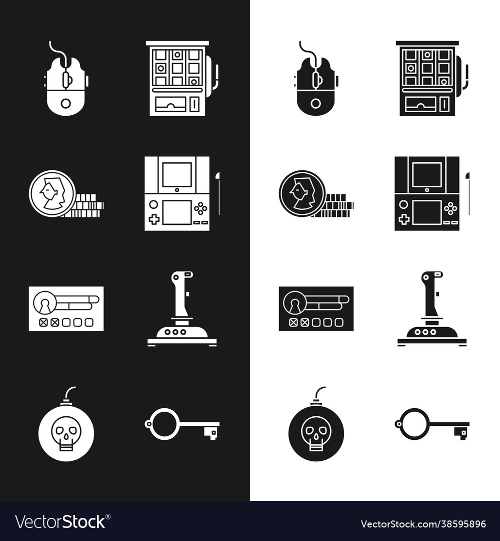 Set portable video game console coin vector image Set portable video game console coin