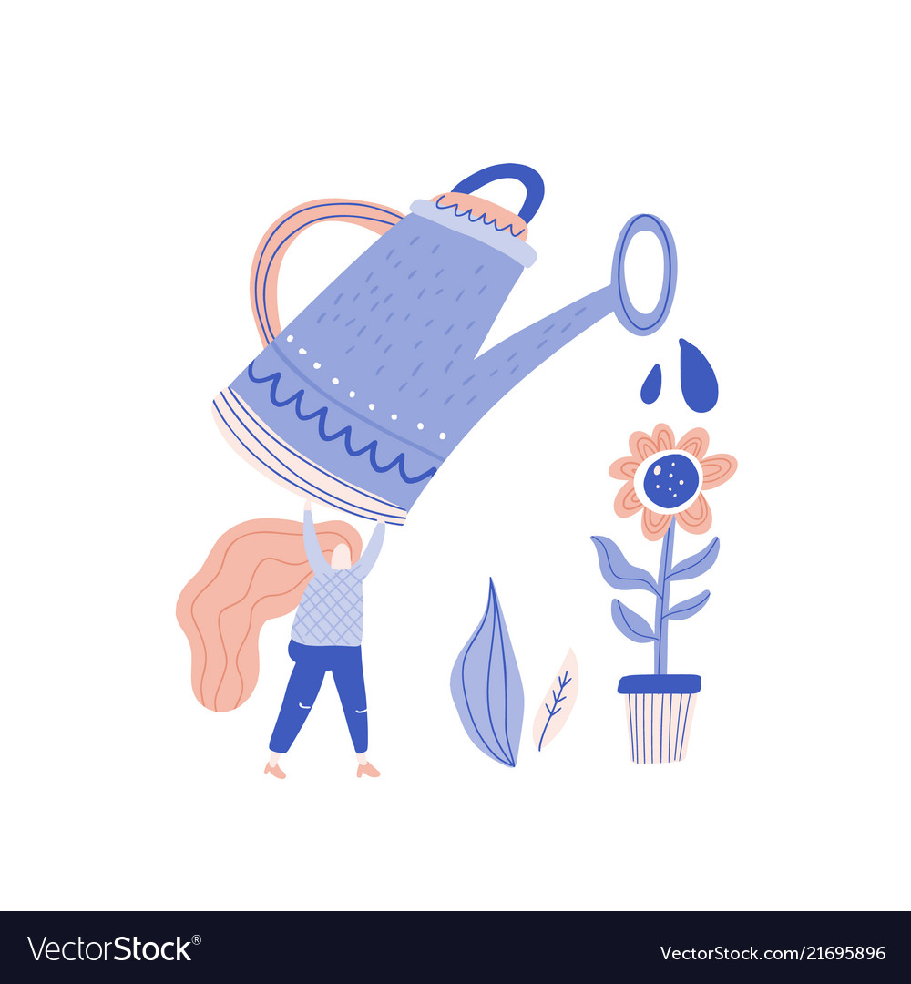 Small woman gardening