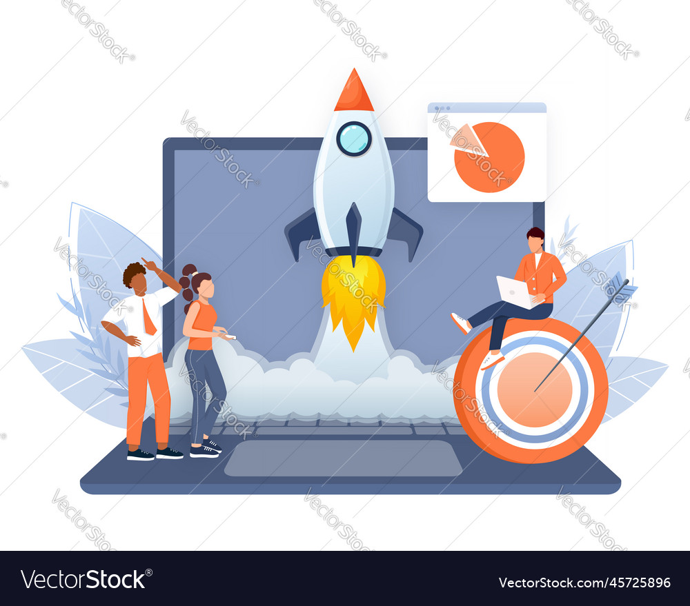 Startup New Business Project Idea Through Vector Image Startup New Business Project Idea Through Vector Image