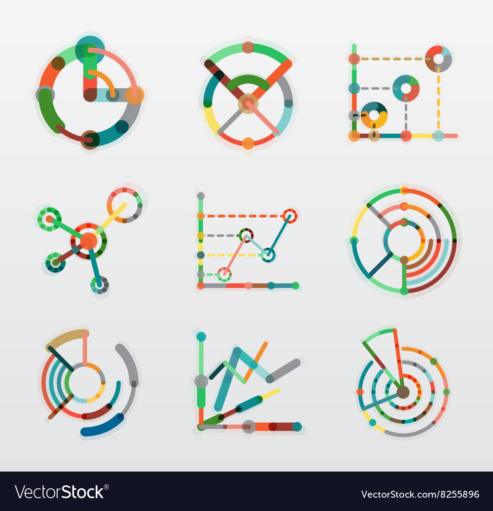 Thin line chart logo set graph icons modern